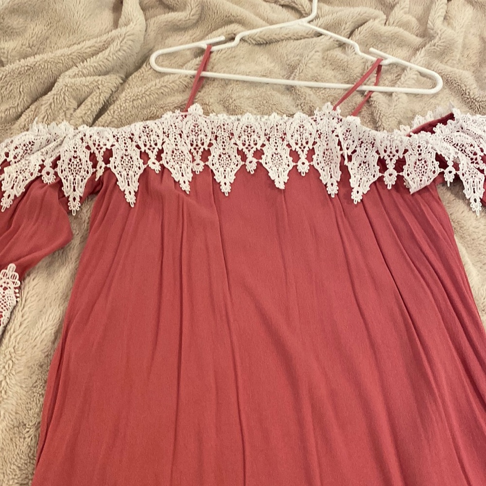 Lace trimmed mini dress